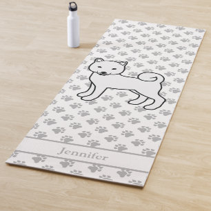 White Shiba Inu Cute Dog With Paws & Name Yoga Mat