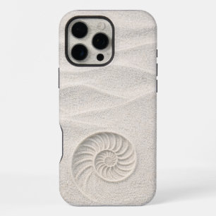 White Shimmer Sand Nautilus Shell Coastal  iPhone 16 Pro Max Case