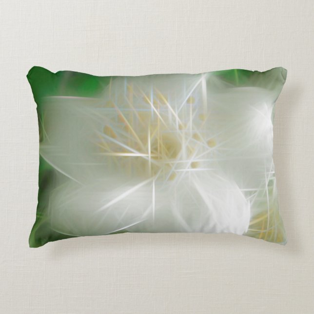White Shiny Jasmine Accent Pillow (Front)
