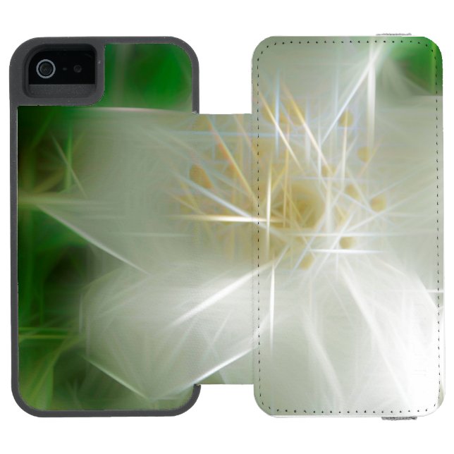 White Shiny Jasmine Incipio iPhone Wallet Case (Folio Open)