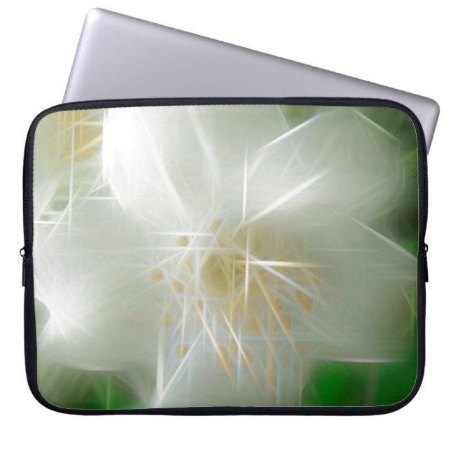 White Shiny Jasmine Laptop Sleeve (Front)