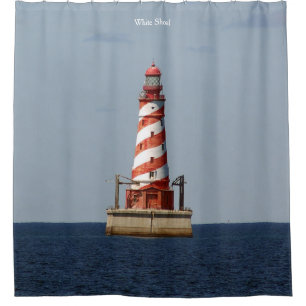 White Shoal Light shower curtain