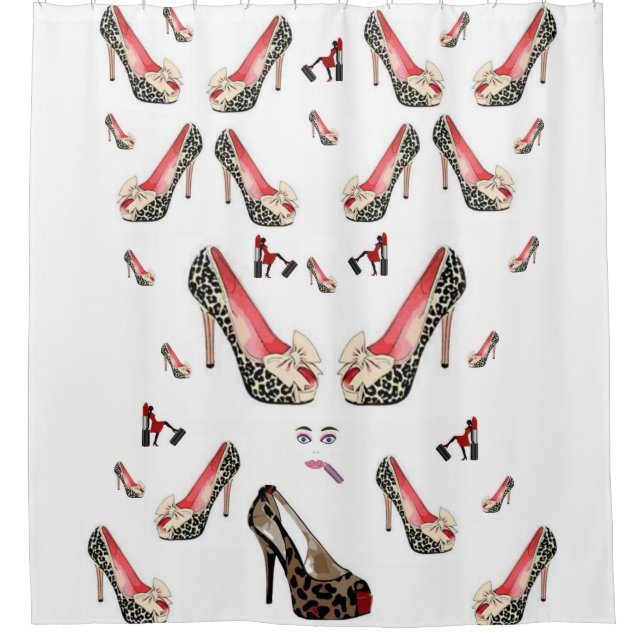 white shoe leopard showercurtain (Front)