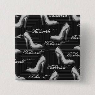 White Shoes-Fashionista-Button 2 Inch Square Button