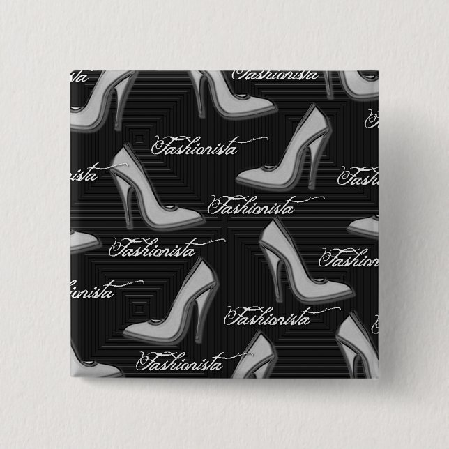 White Shoes-Fashionista-Button 2 Inch Square Button (Front)