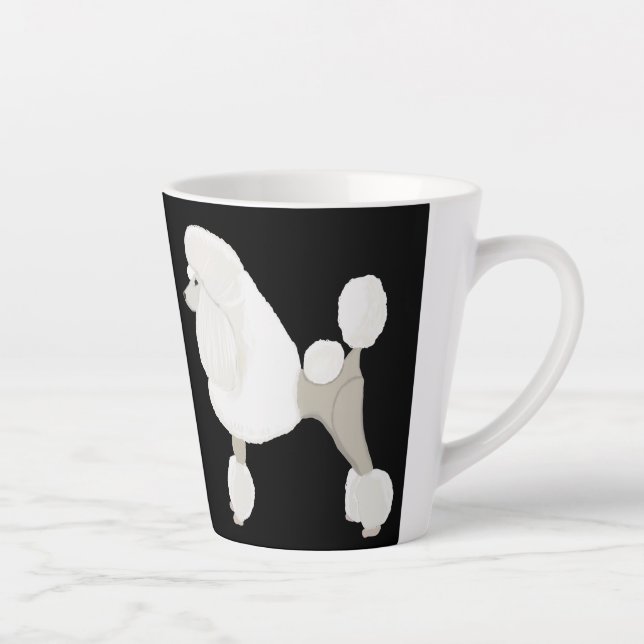 White Show Poodle Latte Mug (Right)
