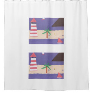 White Shower Curtain with Nautical Design