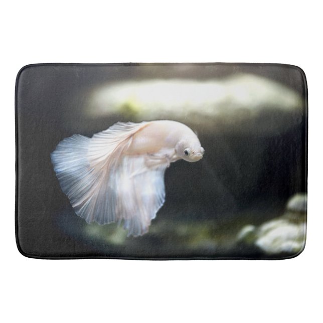 White Siamese Fighting Fish Bath Mat (Front)