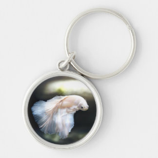 White Siamese Fighting Fish Keychain