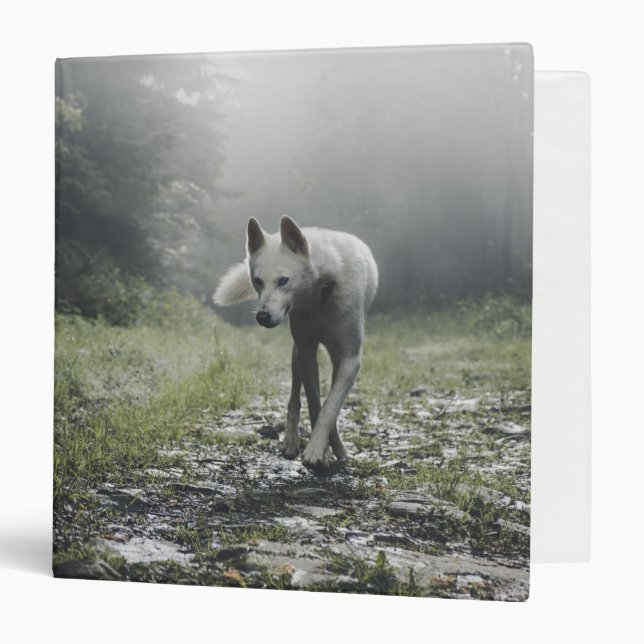 White Siberian Husky 3 Ring Binder (Front/Inside)