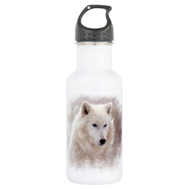 WHITE SIBERIAN HUSKY. 532 ML WATER BOTTLE (Front)