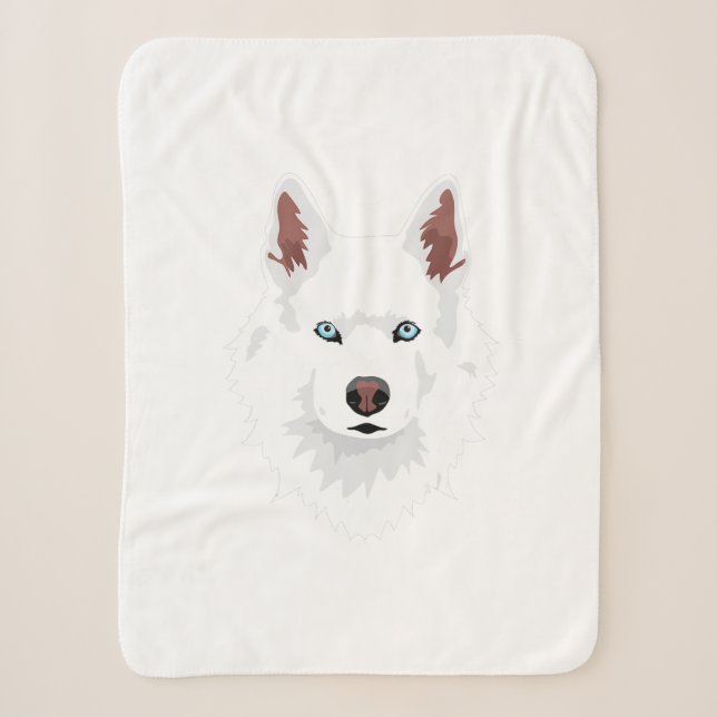 White Siberian Husky Canine - White Snow Dog Sherpa Blanket (Front)