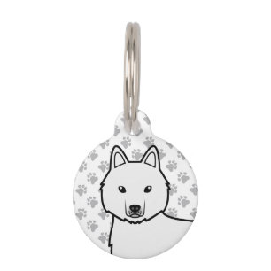 White Siberian Husky Cartoon Dog Head Pet Tag