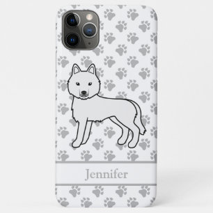 White Siberian Husky Cartoon Dog & Name iPhone 11 Pro Max Case