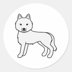 White Siberian Husky Cute Cartoon Dog Classic Round Sticker