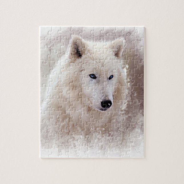 WHITE SIBERIAN HUSKY. JIGSAW PUZZLE (Vertical)