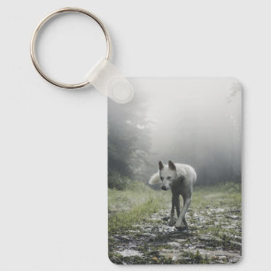 White Siberian Husky Keychain