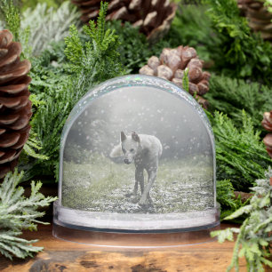 White Siberian Husky Snowglobe