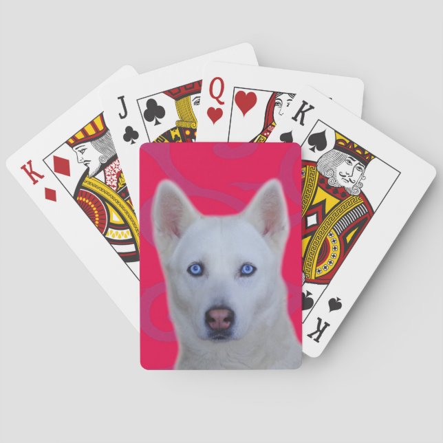 White Siberian Husky Standard Playing Cards (Back)