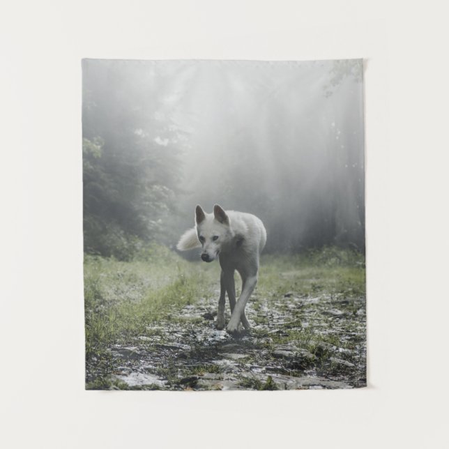 White Siberian Husky Tapestry (Front)