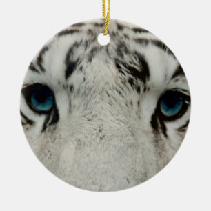 White Siberian Tiger Ceramic Ornament