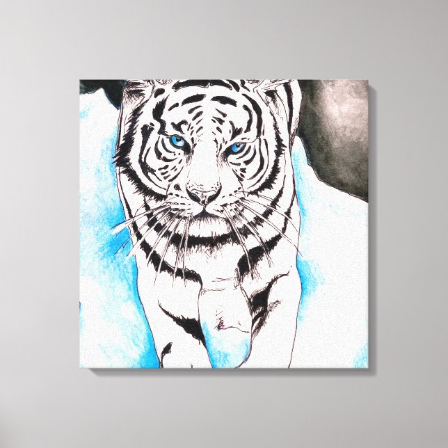 White Siberian Tiger Sow Canvas Print (Front)
