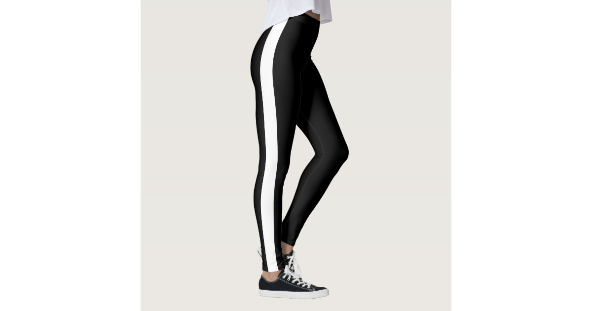 black leggings with white stripe down the side outfit