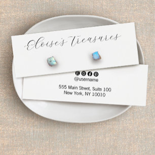 White Signature Script  Stud Earring Display