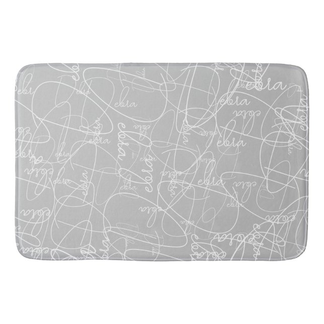 White Signatures on Light Grey Personalized Bath Mat (Front)