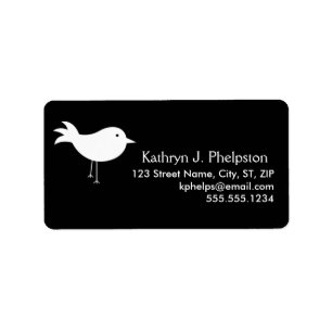 White Silhouette Bird Personalized Address Label
