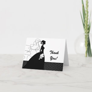White Silhouette Bride Thank You Note Card