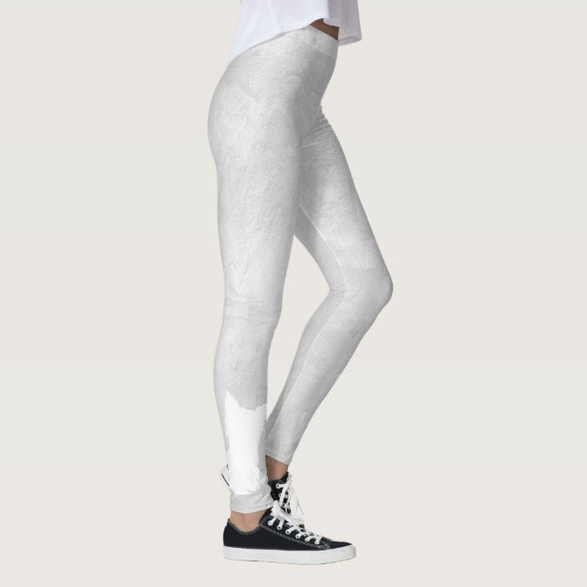 White Silhouette Dog Grey Stucco Leggings (Right)