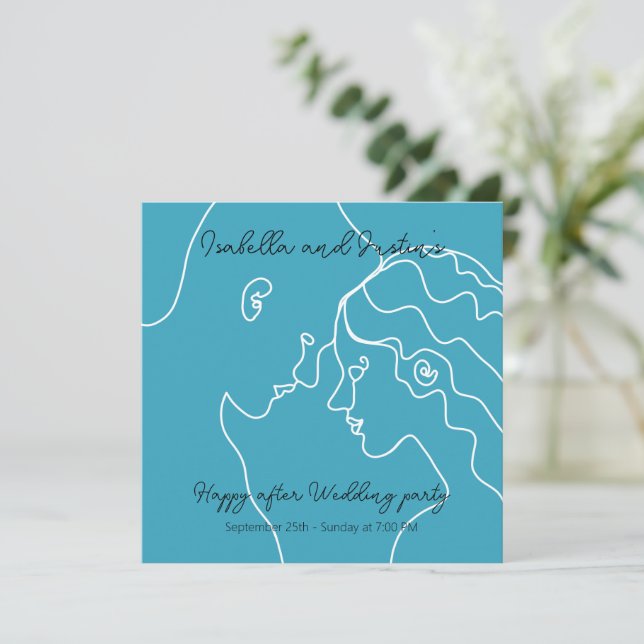 white silhouette doodle couple in love invitation (Standing Front)