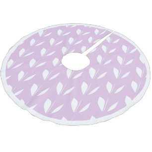 White silhouette leaves purple brushed polyester tree skirt