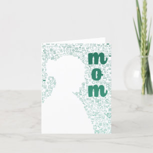 White Silhouette of a Mom Thank You Card