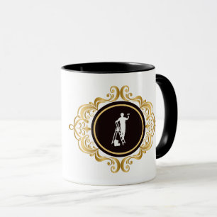 White Silhouette of Painter on Ladder Mug