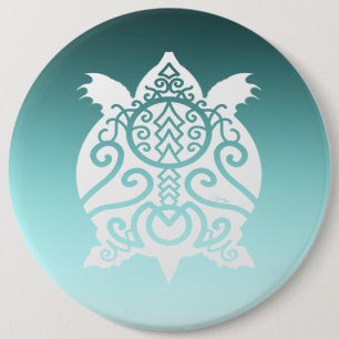 White Silhouette Snapper Turtle 6 Inch Round Button