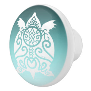 White Silhouette Snapper Turtle Ceramic Knob