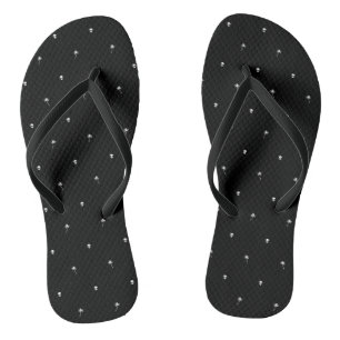 White Silhouettes of Coconut Trees and Aliens Flip Flops