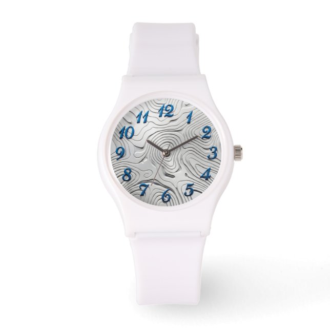 White Silicone Watch, Silver Style Dial  Watch (Front)