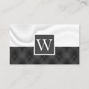 White Silk Drapery   Black Button Upholstery Business Card