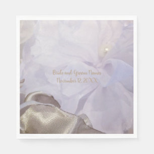 White Silk Flower with Pearl Napkin