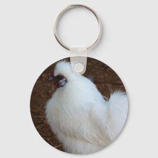 White Silkie Chicken Keychain