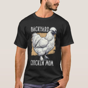 White Silkie Chicken Mom Backyard Hen Vintage Farm T-Shirt