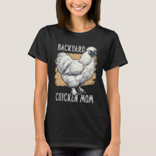 White Silkie Chicken Mom Ckyard Hen Vintage Farmho T-Shirt