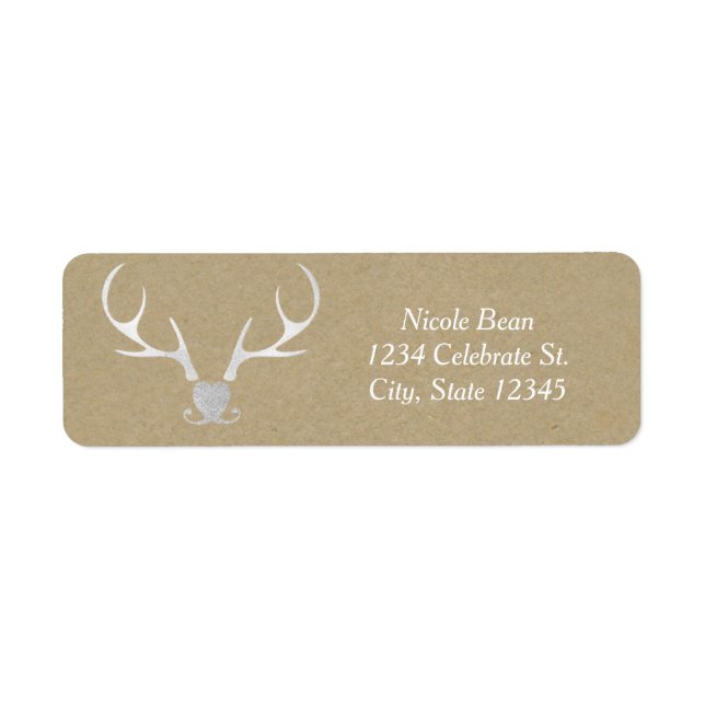 White Silver Antlers & Brow Paper Rustic Wedding (Front)