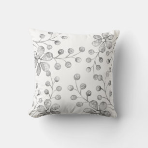 WHITE & SILVER BOTANICAL DOUBLE SIDED Cushion