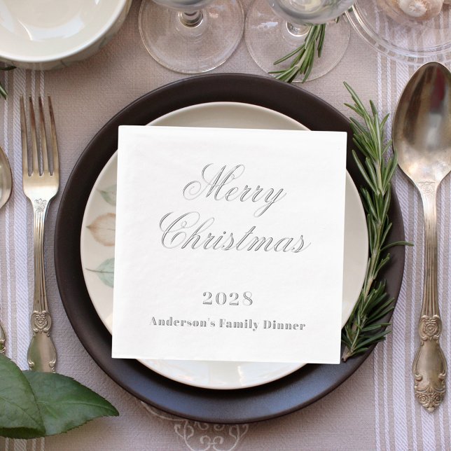 White silver Christmas Dinner Party Foil Napkins (Creator Uploaded)