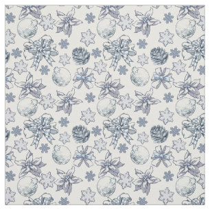 White Silver Christmas Pattern Fabric