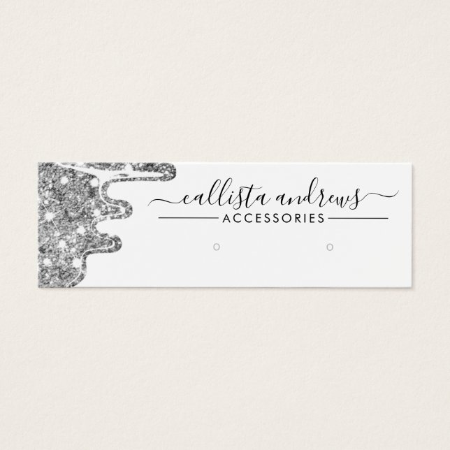 White Silver Chunky Glitter Drips Earring Display (Front)